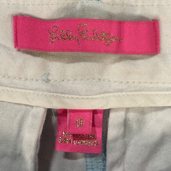 Lilly Pulitzer Shorts Womens 0 Blue Pink Coral Reef Print Summer Beach Resort - Picture 3 of 6